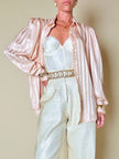 Camicia in raso Jacquard rosa pastello “Primavera Firenze”