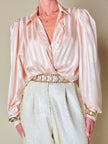 Camicia in raso Jacquard rosa pastello “Primavera Firenze”