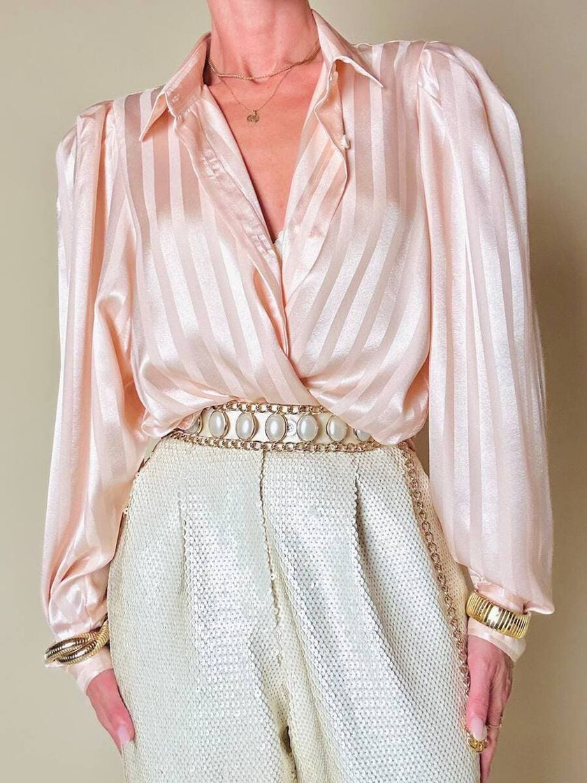 Camicia in raso Jacquard rosa pastello “Primavera Firenze”