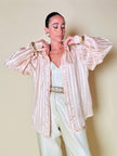 Camicia in raso Jacquard rosa pastello “Primavera Firenze”