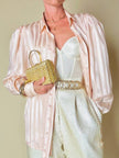 Camicia in raso Jacquard rosa pastello “Primavera Firenze”
