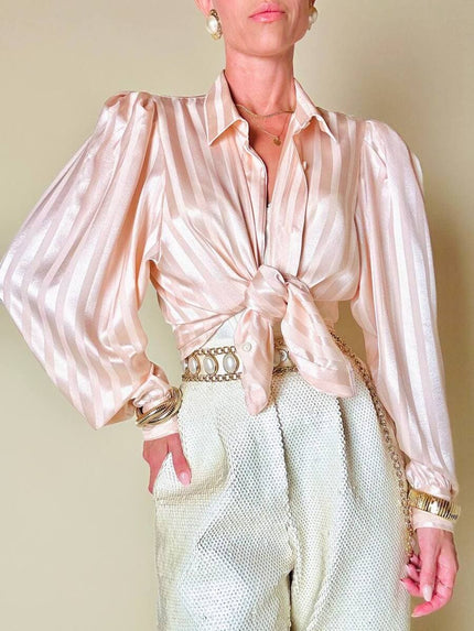 Camicia in raso Jacquard rosa pastello “Primavera Firenze”