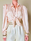 Camicia in raso Jacquard rosa pastello “Primavera Firenze”
