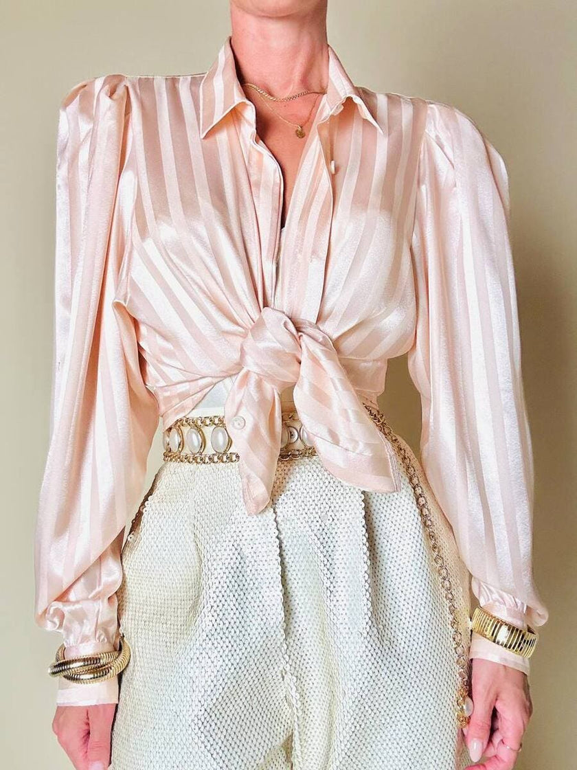 Camicia in raso Jacquard rosa pastello “Primavera Firenze”