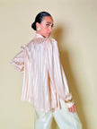 Camicia in raso Jacquard rosa pastello “Primavera Firenze”
