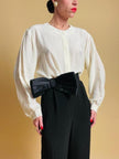 Camicia in seta avorio con micro perle
