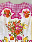 Camicia in seta fantasia floreale e vichy con bottoni gioiello
