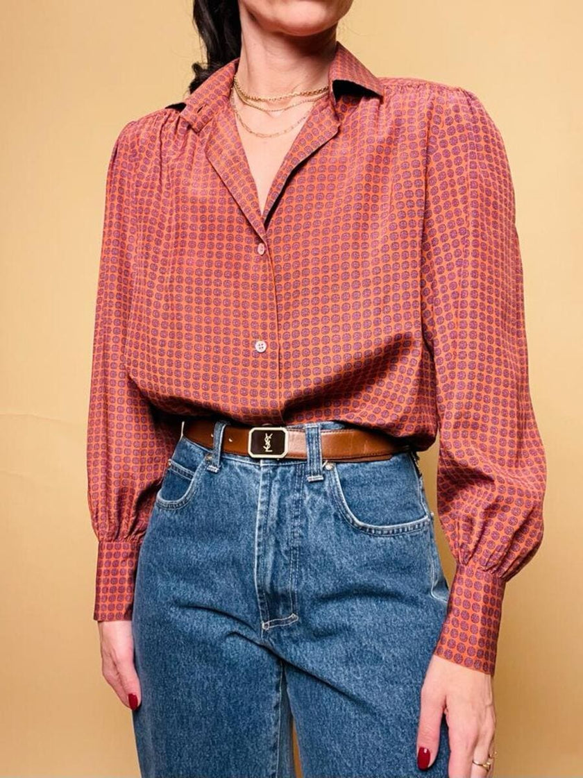 Camicia in seta fantasia cravatta 