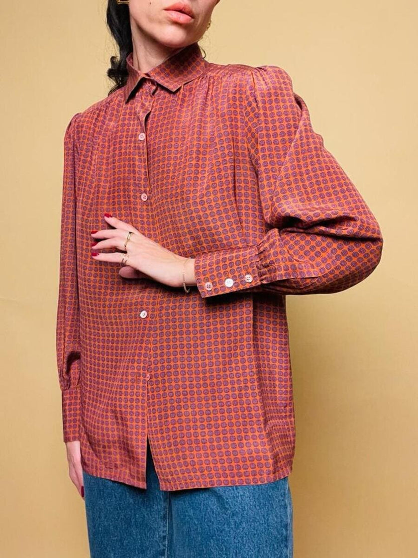 Camicia in seta fantasia cravatta 