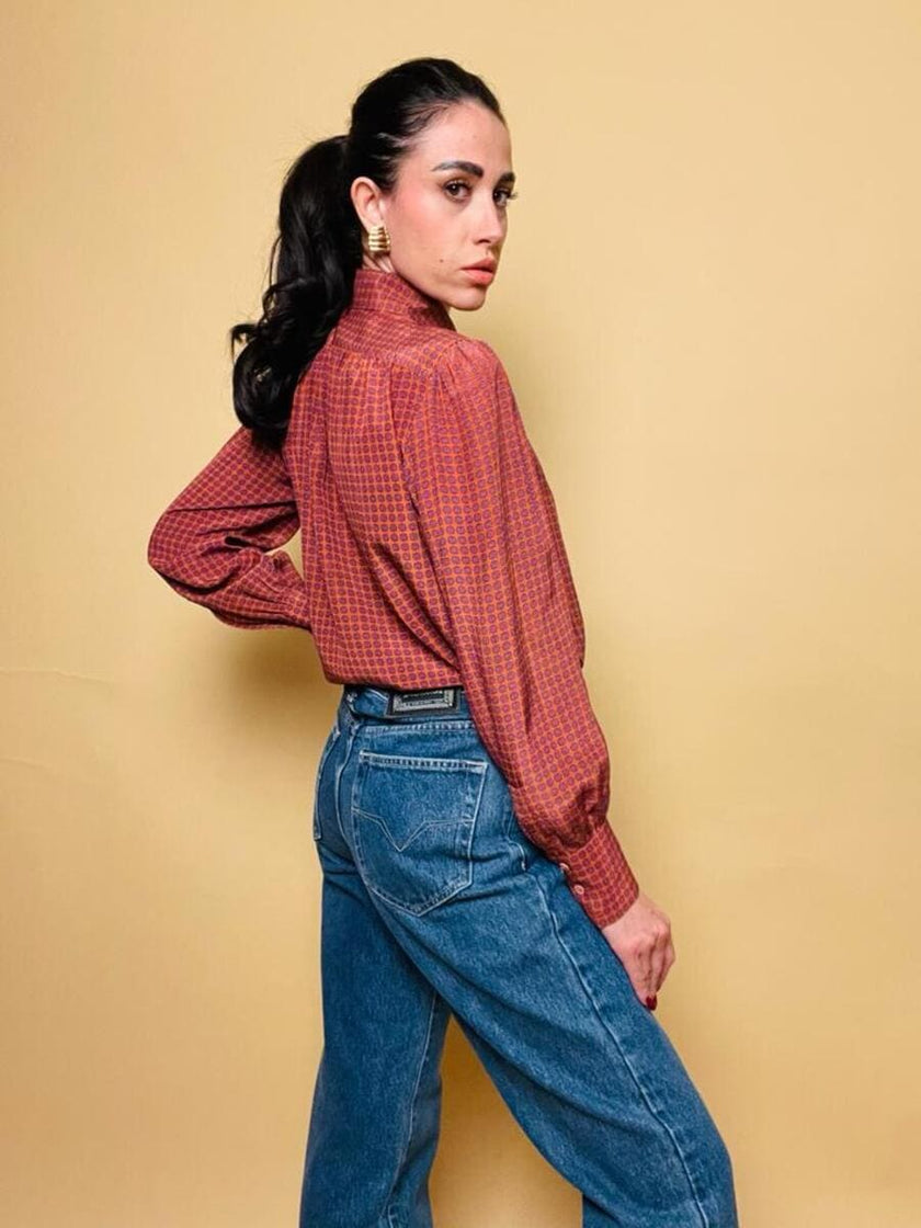 Camicia in seta fantasia cravatta 