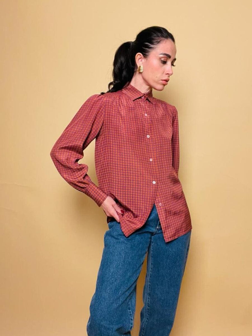 Camicia in seta fantasia cravatta 