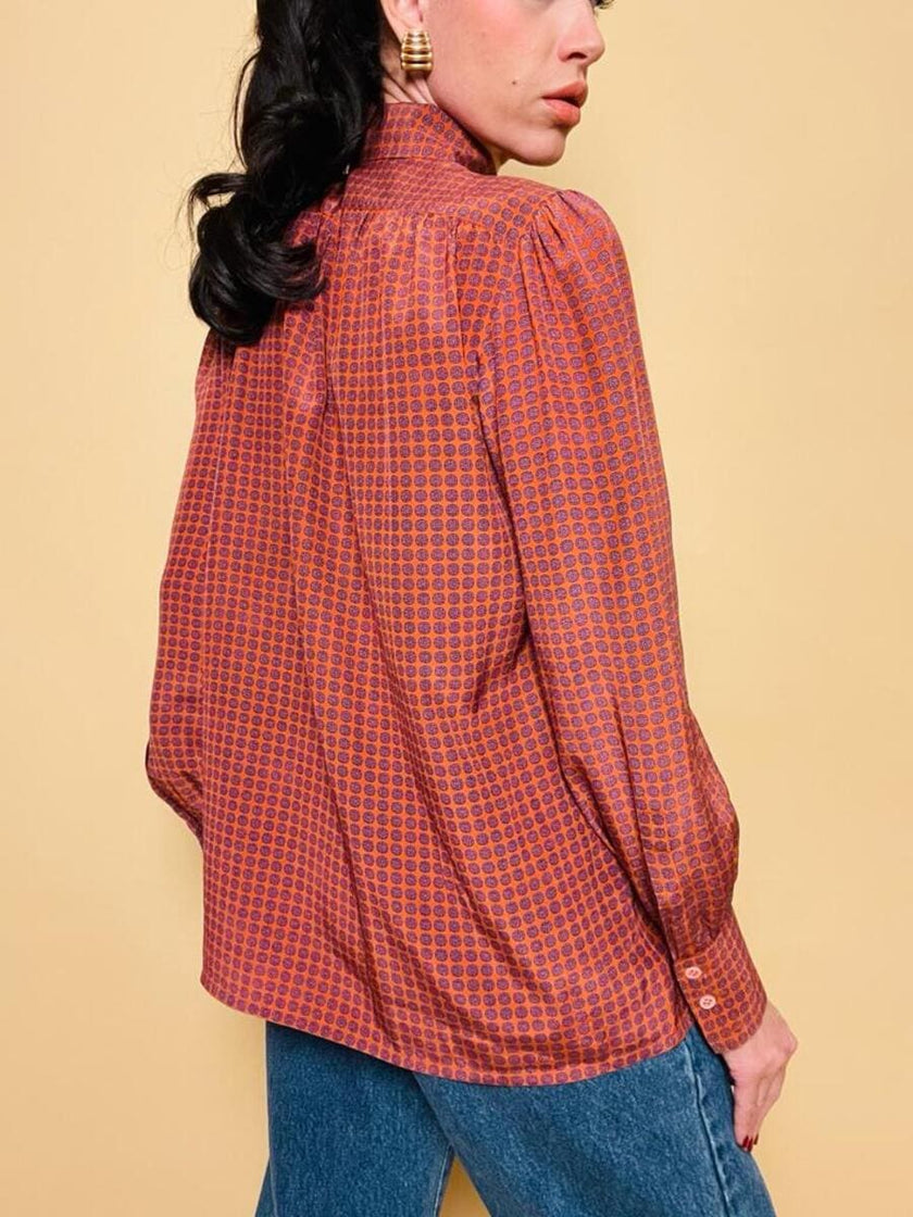 Camicia in seta fantasia cravatta 
