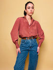 Camicia in seta fantasia cravatta 
