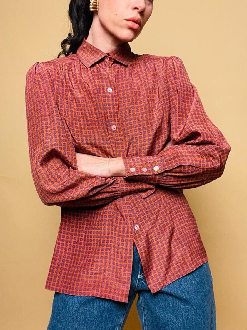 Camicia in seta fantasia cravatta 