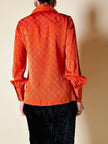 Camicia in seta Jacquard arancione con maxi colletto “Alex”