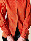 Camicia in seta Jacquard arancione con maxi colletto “Alex”