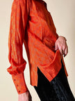 Camicia in seta Jacquard arancione con maxi colletto “Alex”