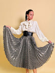 Camicia in seta Jaquard avorio con grande fiocco al collo