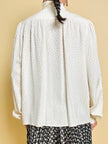 Camicia in seta Jaquard avorio con grande fiocco al collo