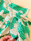 Camicia oversize in seta Jacquard fantasia floreale verde e bianca “Ballon”