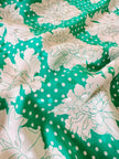 Camicia oversize in seta Jacquard fantasia floreale verde e bianca “Ballon”