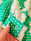 Camicia oversize in seta Jacquard fantasia floreale verde e bianca “Ballon”