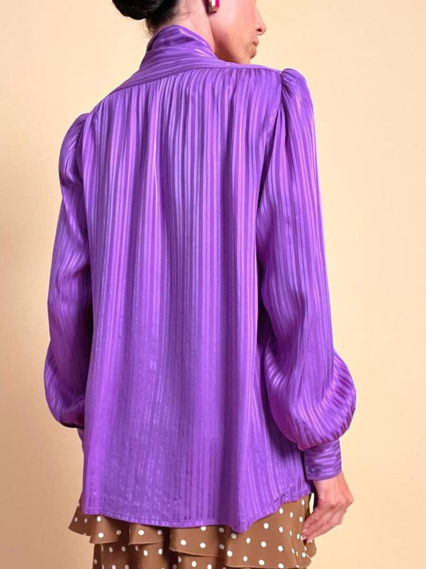 Camicia in seta Jaquard viola 