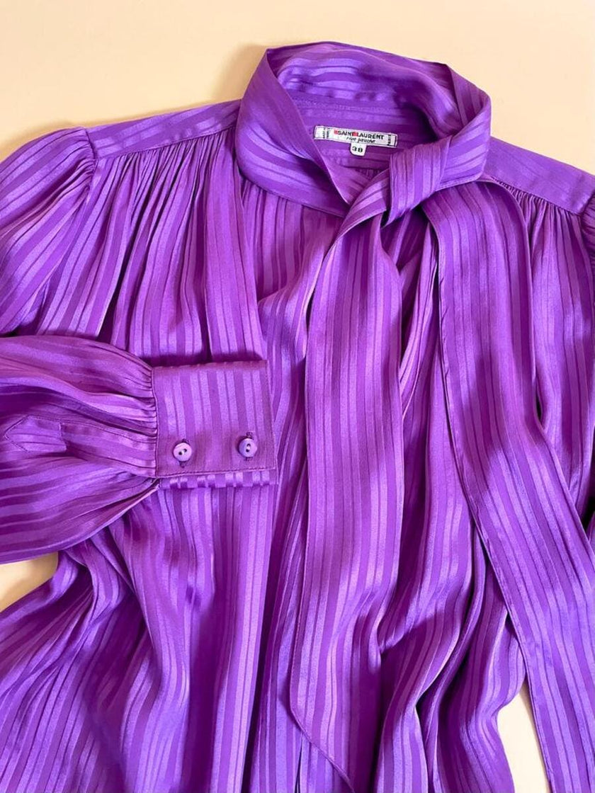 Camicia in seta Jaquard viola 