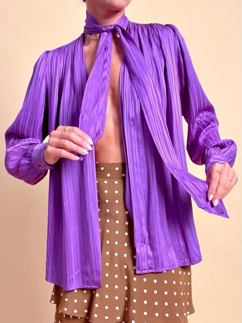 Camicia in seta Jaquard viola 