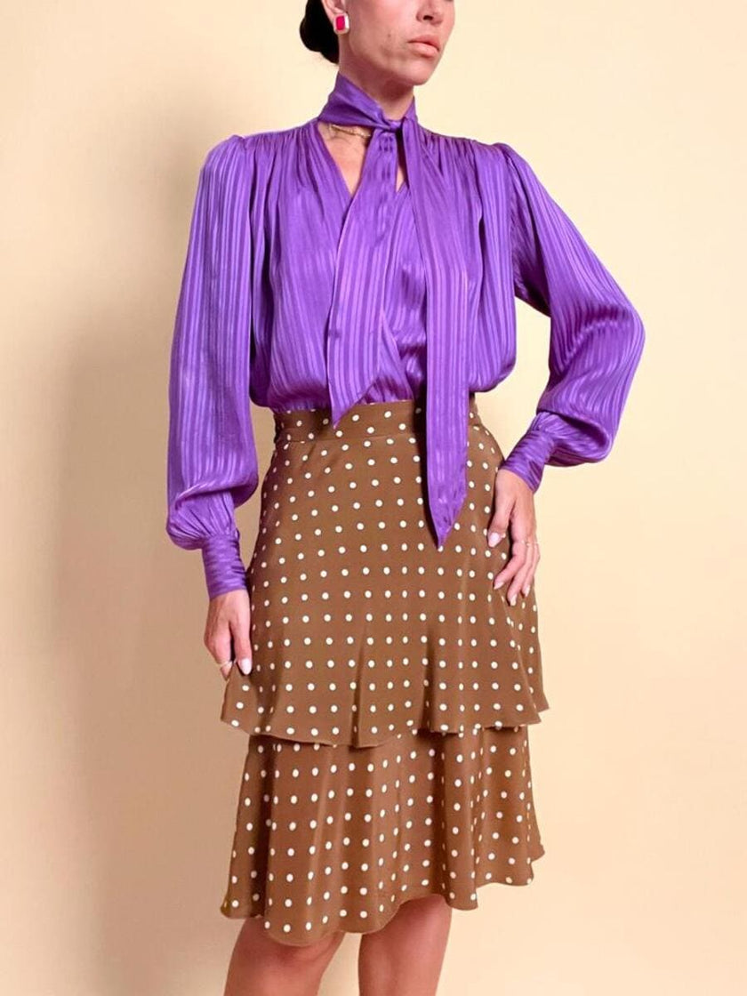 Camicia in seta Jaquard viola 