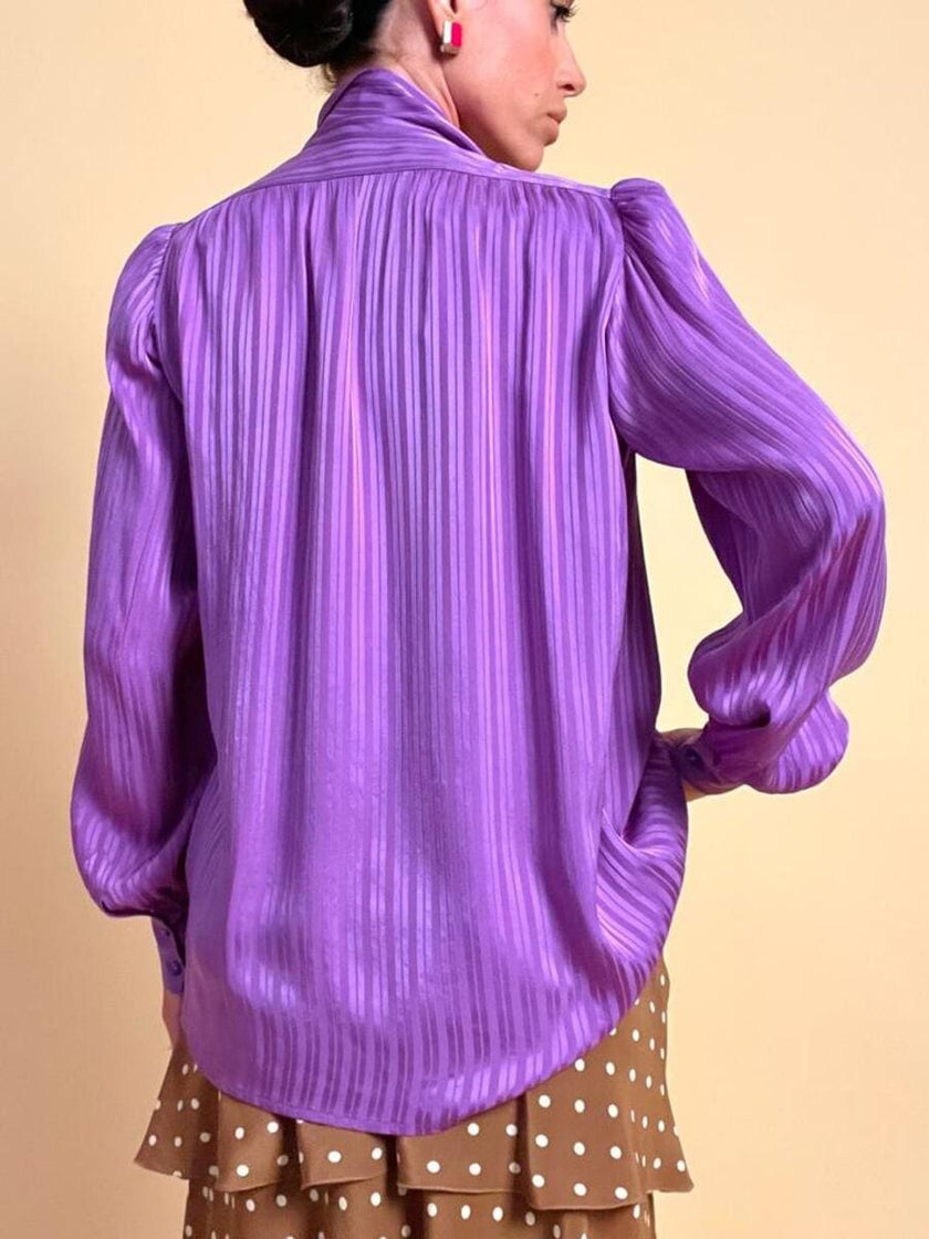 Camicia in seta Jaquard viola 