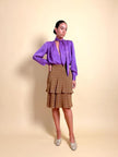 Camicia in seta Jaquard viola 