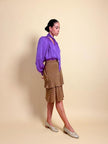 Camicia in seta Jaquard viola 