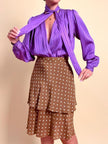Camicia in seta Jaquard viola 