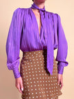 Camicia in seta Jaquard viola 