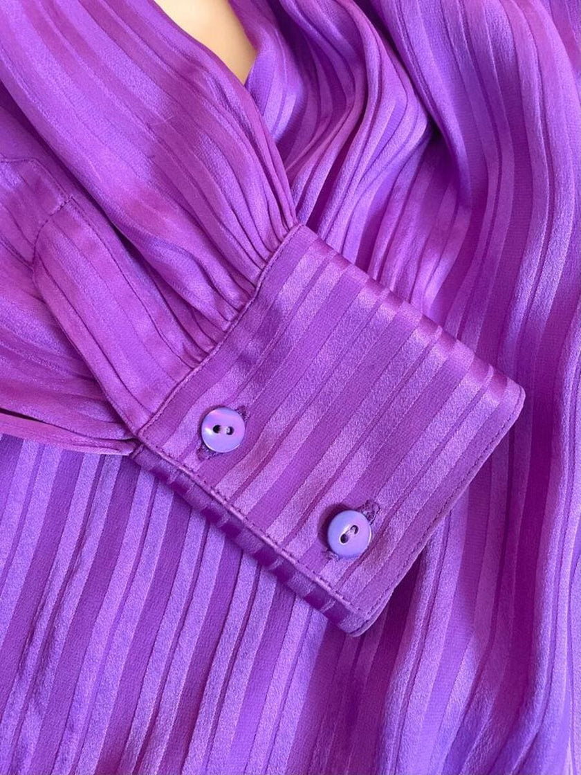 Camicia in seta Jaquard viola 