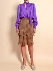 Camicia in seta Jaquard viola 