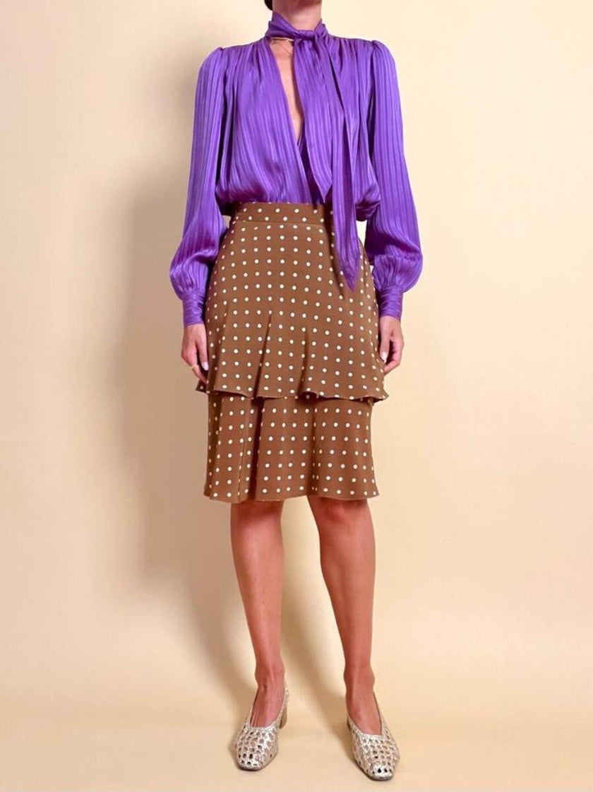 Camicia in seta Jaquard viola 