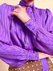 Camicia in seta Jaquard viola 
