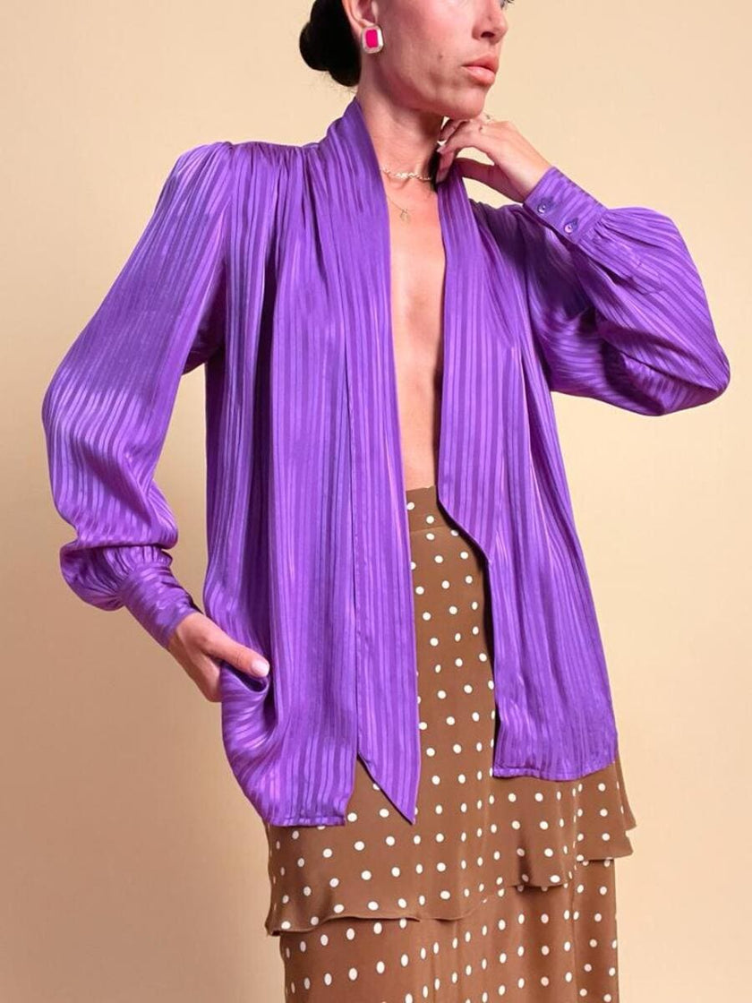 Camicia in seta Jaquard viola 
