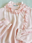 Camicia in seta rosa pastello con ruches 