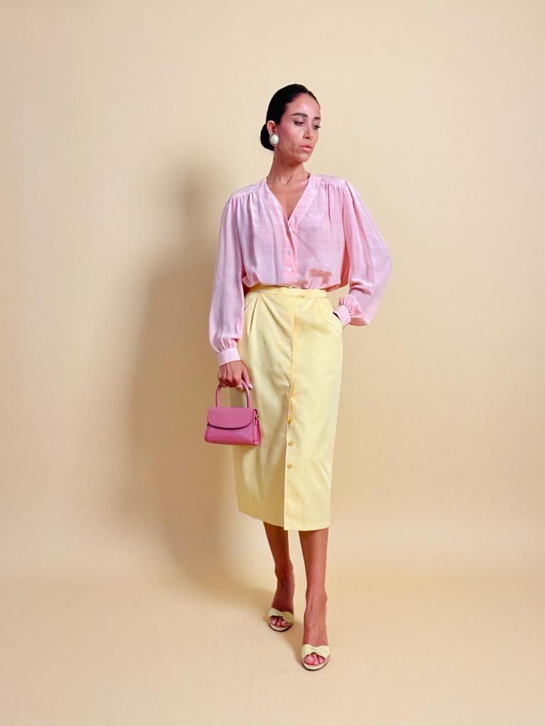 Camicia sartoriale in seta rosa fantasia principe di Galles