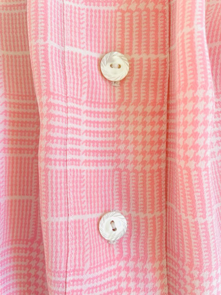 Camicia sartoriale in seta rosa fantasia principe di Galles