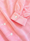 Camicia sartoriale in seta rosa fantasia principe di Galles
