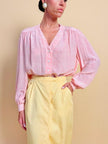 Camicia sartoriale in seta rosa fantasia principe di Galles