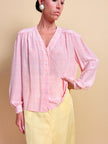 Camicia sartoriale in seta rosa fantasia principe di Galles