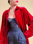 Camicia in velluto rosso scarlatto e seta