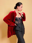 Camicia in velluto rosso scarlatto e seta