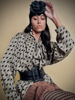 Camicia oversize con fiocco al collo fango e nera