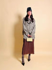 Camicia oversize con fiocco al collo fango e nera